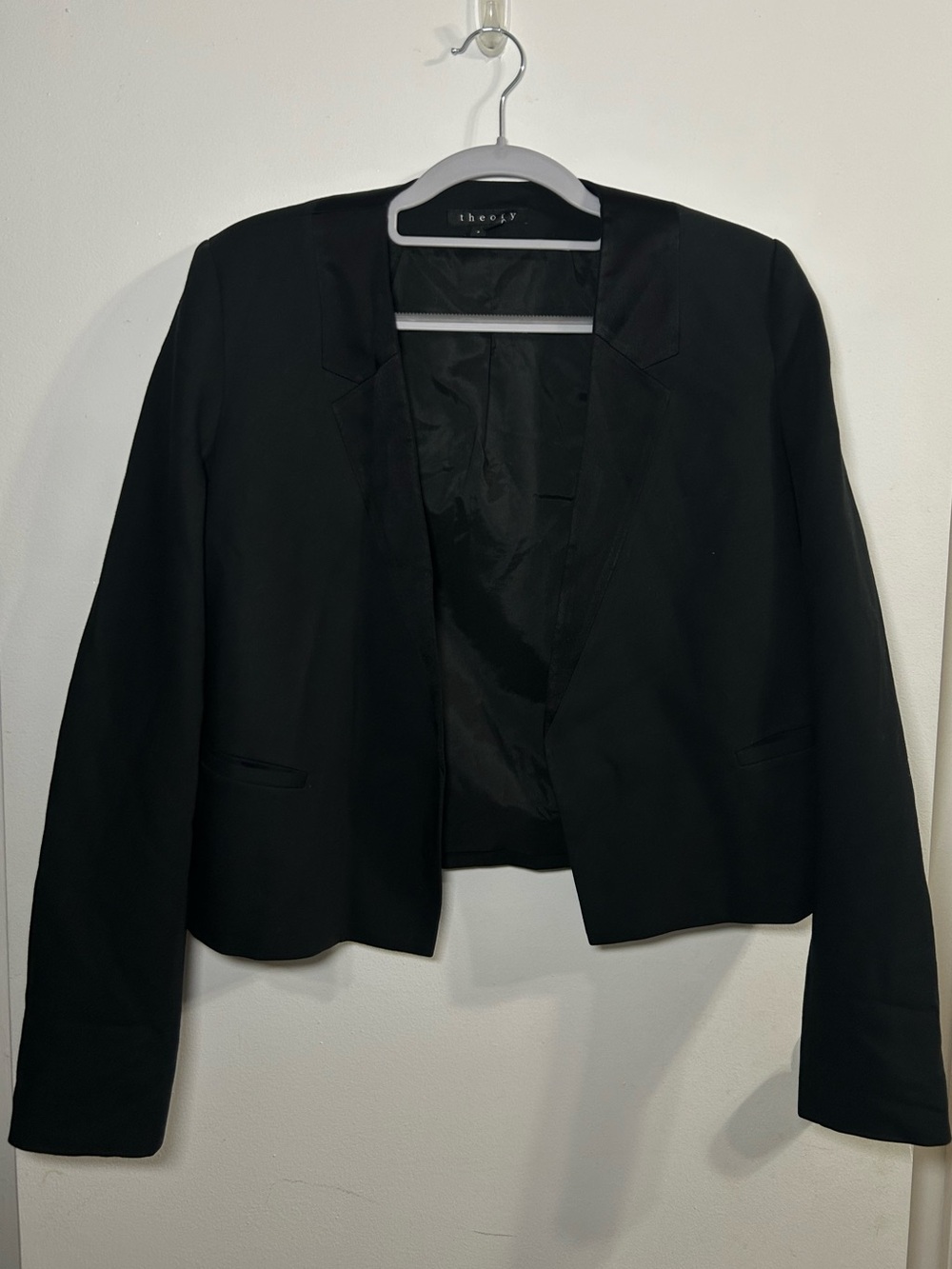 Theory Black Open-Front Cropped Blazer Jacket for Women